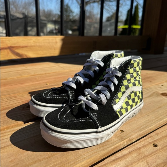 (KIDS) VANS BMX LOGO high top Yellow Checkered Sk8-Hi Reissue - Picture 2 of 5